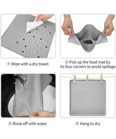 Ptlom Pet Silicone Placemat for Medium and Small Dogs and Cats - Prevent Food and Water Overflow - 13x13 Inch - Grey - Buy Online on GoSupps.com