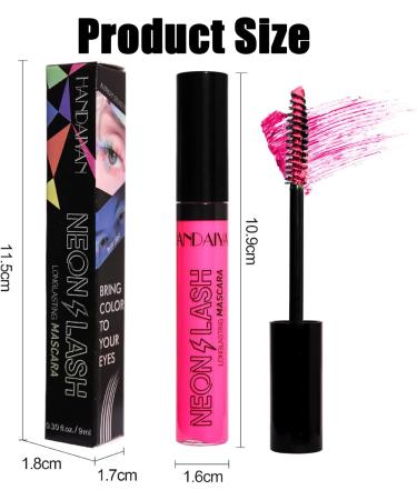 HISUNBEN Pink colorful fluorescent mascara voluminous and lengthening mascara for eyelashes waterproof longlasting not tested on animals vegan eye makeup - Buy Online on GoSupps.com