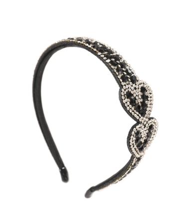 Gmmidea Heart Rhinestone Headbands for Women Girls Bling Sparkly Diamond Headband Crystal Jeweled Hairband Fashion Birthday Holiday Hair Accessories Black