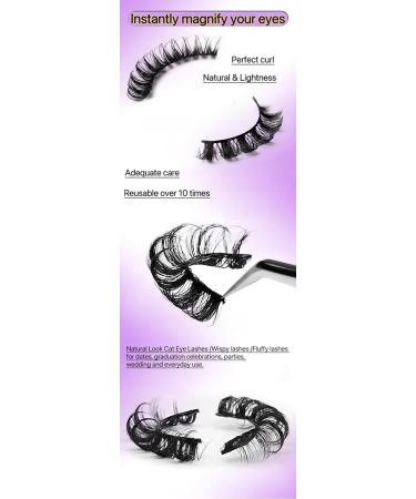 Pangogogo False Eyelashes Glue Included Natural Look Cat Eye Lashes Reusable Russian Strip Lashes 15mm Fluffy Eyelashes Faux Mink Eyelashes V05 - Buy Online on GoSupps.com