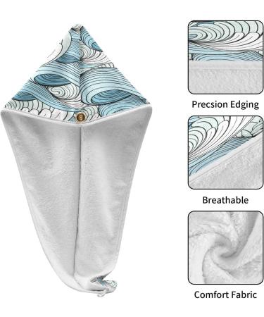 Wave Dry Hair Cap Set - 2 Piece Quick Drying Towels & Button Headband | Super Absorbent & Comfortable - Buy Online on GoSupps.com