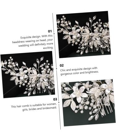 FRCOLOR Alloy Pearl Hair Comb wedding headpiece for bride flower hair comb wedding leaf wedding rhinestone hair accessories Headwear Decor diamond white bridesmaid Imitation pearls abs - Buy Online on GoSupps.com