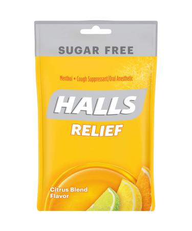 HALLS Relief Sugar Free Citrus Blend Flavor Cough Drops 1 Bag (25 Total Drops) CITRUS 25 Count (Pack of 1)
