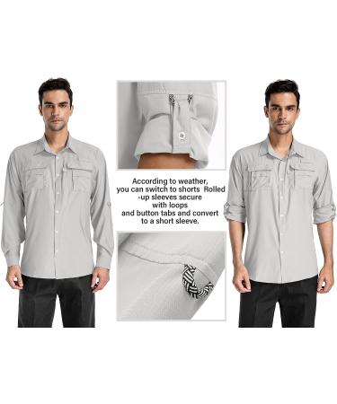 Anteef Men's Safari Shirt with UPF 50+ UV Protection, Long Sleeve, Quick Dry - X-Large, Light Grey - Buy Online on GoSupps.com