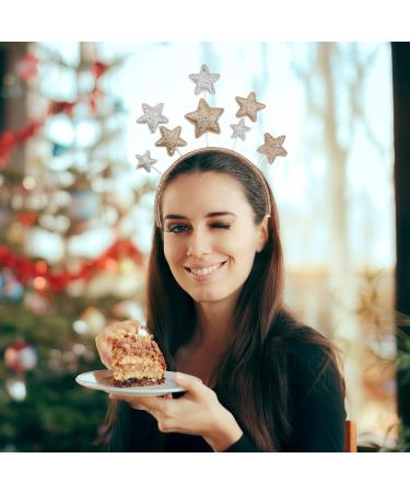 2 Pieces Five-pointed Star Headbands Shiny Star Headbands Hair Accessories Headbands Gold and Silver Headbands Headbands for Women Girls Suitable for Birthday Party Christmas - Buy Online on GoSupps.com