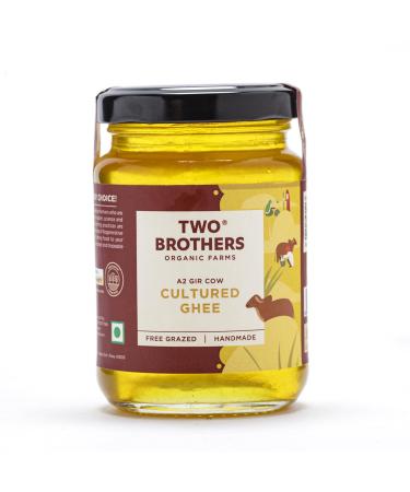 Two Brothers Organic Farms Grass Fed A2 Ghee 5.7Oz (150ml) | Gir Cow Ghee | Clarified Butter | Cultured Desi Ghee | Pasture Raised on Certified Organic Farm | Non-GMO, Lactose-Free, Keto Friendly | Made from Whole Curds in Small Batches | Glass Jar