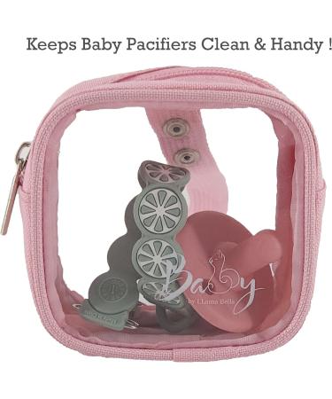 Llama Bella 5 Piece Diaper Bag Organizer Pouch Set - Clear with Straps and Pacifier Case in Pink - Buy Online on GoSupps.com
