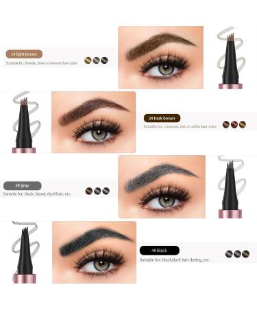 2024 New 3D Microblading Eyebrow Pencil with 4 Fork Tip - Natural Long-Lasting Waterproof Eyebrow Contouring Pen for Fine Strokes (Gray) - Buy Online on GoSupps.com