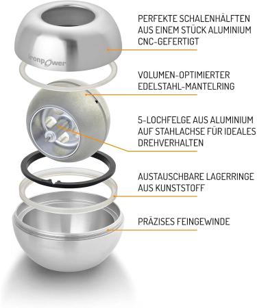 Kernpower Ironpower Gyroscopic Hand Trainer - Premium Stainless Steel with High-End Rotor | Original Silver | International Shipping Available - Buy Online on GoSupps.com