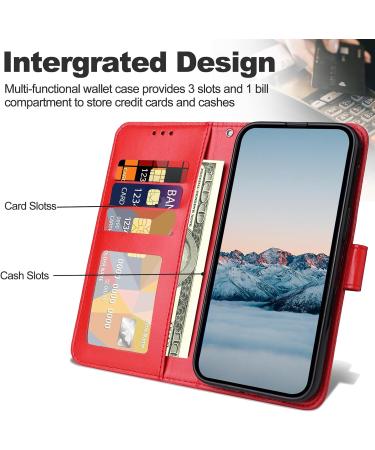Buy SRISHP PU Leather Flip Wallet Case for Oppo Reno 8t 5G & Oppo A1 Pro - Red Magnetic Folding Cover & Protective Case - Buy Online on GoSupps.com