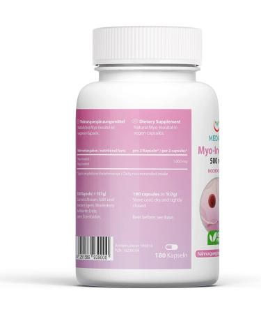 Myo-Inositol 500mg Capsules - Vegan Inositol B8 High Dose | 180 Vegi Capsules | Premium Lab-Tested Bioactive Supplement - Buy Online on GoSupps.com