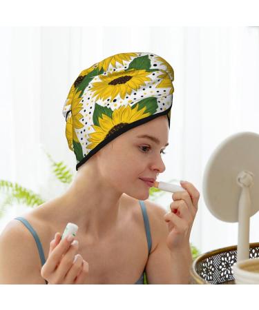 Hair Towel Wrap | Quick Drying Hair Turban with Button | Sunflower Design | Ideal for Fast Hair Drying - Buy Online on GoSupps.com