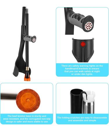 Antdvao Folding Forearm Crutches - Lightweight, Adjustable, Non-Slip - 2 Pack (Black) - Buy Online on GoSupps.com
