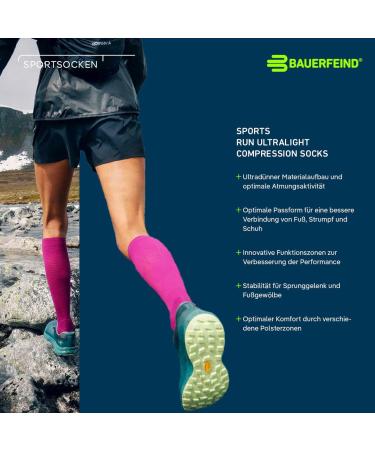 Bauerfeind Ultralight Compression Running Socks for Men & Women - Thin Sports Socks for Jogging & Fitness (Size L 41-43) - International Shipping Available - Buy Online on GoSupps.com