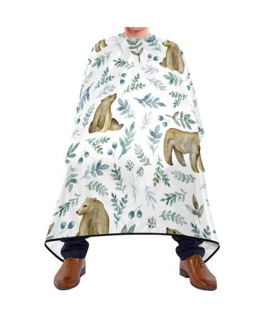 Waterproof Barber Cape -Cute Bears Watercolor Cartoon Animal Cheetah Haircut Bib for Men Unisex Hair Cutting Cape(8rp1a)