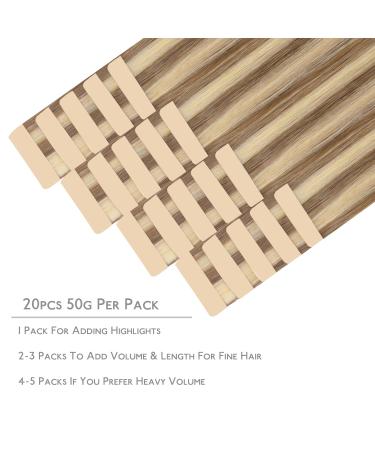 Buy If-Alife 20pcs 60g 26 Real Hair Tape Extensions - Ash Brown & Golden Blonde Highlights - Invisible Skin Weft Remy Hair Extensions for Silky Straight Elegance - Buy Online on GoSupps.com