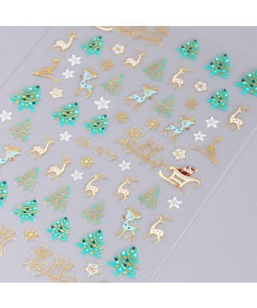 JMEOWIO 12 Sheets Christmas Nail Art Stickers Decals Self-Adhesive Snowflake Xmas Winter Holiday Colorful Nail Supplies Nail Art Design Decoration Accessories - Buy Online on GoSupps.com