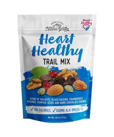 Nature's Garden Heart Healthy Trail Mix  Heart Healthy Snack Mix, Dark Chocolate, Nuts, Seeds, Cranberries, Raisins, Gluten-Free, Non-GMO  26oz Bag (1 Pack) Heart Healthy Trail Mix 26 Ounce (Pack of 1)