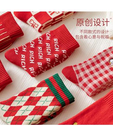 Chinese New Year Women's Red Embroidered Cotton Socks | Zodiac Socks 2022 Gift | Size 34-39 Red-b - Buy Online on GoSupps.com