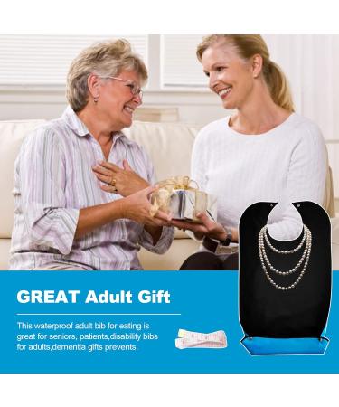 NITAIUN Washable Silicone Adult Bib with Pocket - Elderly Clothing Protector Apron for Eating - Reusable Dirty-Proof Senior Bib in Black - Buy Online on GoSupps.com