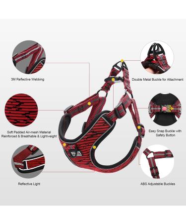 Suredoo Adjustable Dog Harness - No Pull Reflective & Breathable for Large Medium & Small Dogs - Soft Safety Harness in Red - Buy Online on GoSupps.com