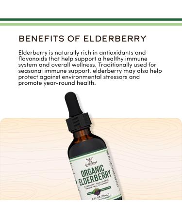 Organic Elderberry Liquid 2 Fl Oz (60 Servings) - Tincture for Immune System Support by Double Wood - Buy Online on GoSupps.com