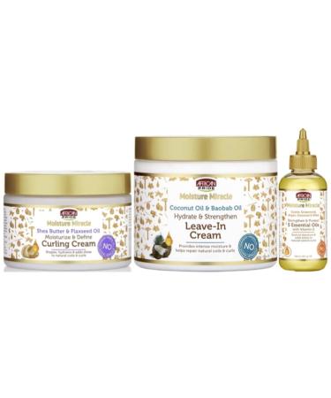 African Pride Moisture Miracle Curling Cream Leave-In Cream & 5 Essential Oils Combo