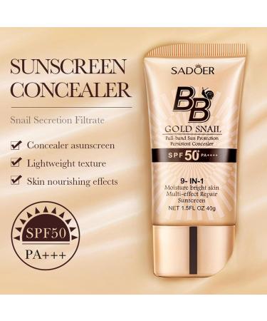 Gold Snail BB Cream - 9-in-1 Multifunctional Makeup SPF 50+ | Moisturizing Brightening & Waterproof Concealer - Buy Online on GoSupps.com