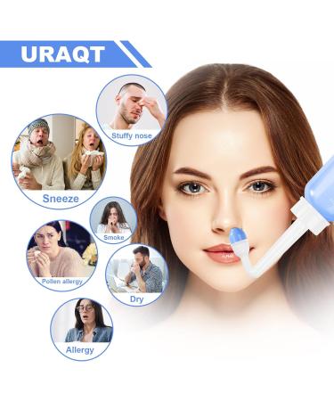 URAQT Neti Pot - 300ml Nasal Rinse Kit with Salt Packets & Thermometer Stickers | BPA Free Sinus Irrigation for Adults & Kids - International Shipping Available - Buy Online on GoSupps.com