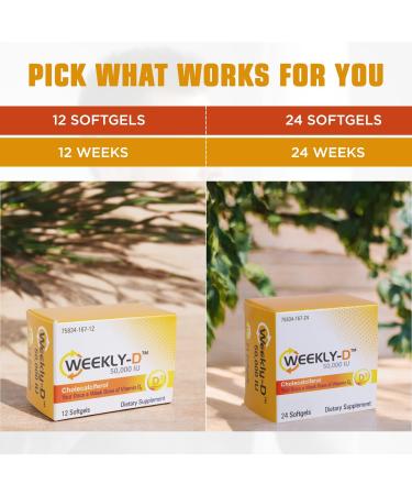 Nivagen Weekly-D Vitamin D3 50 000 IU (Cholecalciferol) | Once-Weekly High Potency Softgels | 12 Softgels | Supports Bone Muscle & Immune Health | Easy to Swallow | Non-GMO Gluten Free | Made in USA - Buy Online on GoSupps.com