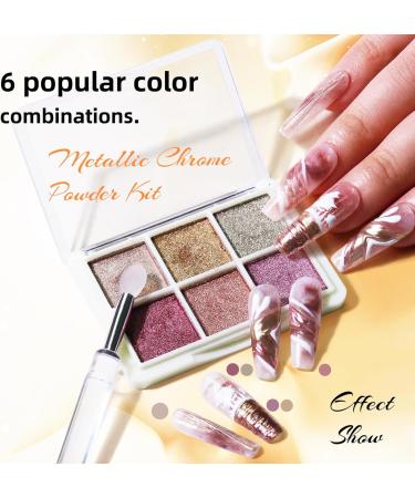 U-Shinein Chrome Nail Powder Set 6 Color Chrome Glitter Powder Metallic Chrome Powder Kit Semi Solid Modeling Gel with Nail Brush Silicone Nail Brush for Nail Art Nail Design 02 - Buy Online on GoSupps.com