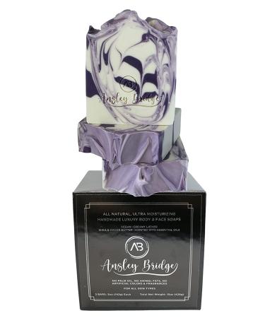 Ansley Bridge French Lavender Bar Soap 3-Pack - Handmade Gift Set with Essential Oils, Shea & Cocoa Butter - Moisturizing Vegan Soap for All Skin Types - Buy Online on GoSupps.com