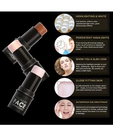 3-Piece Contour Stick Set - Highlighter, Bronzer, Concealer Cream for Long-Lasting 3D Shimmer Contouring - Buy Online on GoSupps.com