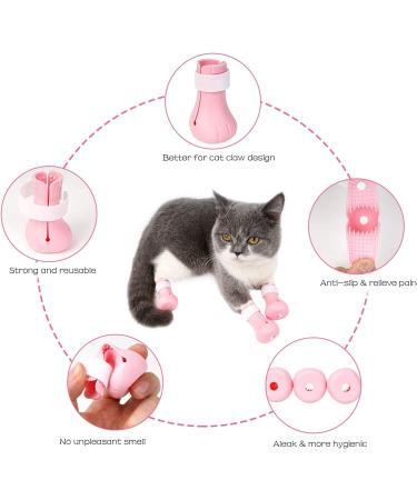GAPZER Anti-Scratch Cat Shoes - Pet Grooming Supplies for Kitty Paw Protection in Pink - Buy Online on GoSupps.com