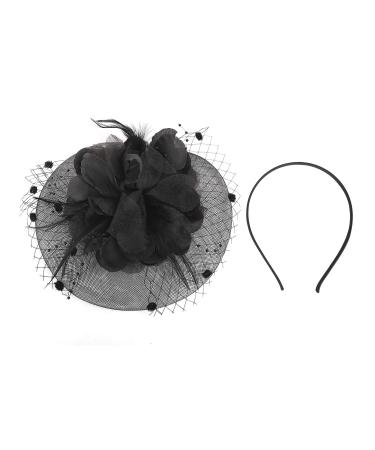 Fascinator Flower Mesh Ribbons Feathers Headpiece | Bridal Hair Clip & Tea Party Hat for Women - Buy Online on GoSupps.com