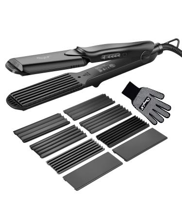 CCKEYIN crepe iron for hair 4 in 1 hair straightener smooth iron ceramic multi -style smooth iron set wave iron temperature control smooth and hair crimper black - Buy Online on GoSupps.com