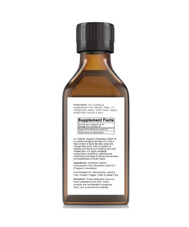 Strawberry Seed Oil - 100% Natural Cold Pressed Carrier Oil for Skin, Hair, Face, Lip, and Nails Care - Aromatherapy & Massage Oil - Essential Oil for Yoga, Sleep, Diffuser - 3.4 Oz - Buy Online on GoSupps.com