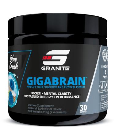Granite Nutrition GigaBrain Nootropic Energy Powder Cereboost Alpha-GPC & ElevATP Cognitive Focus Supplement for Sustained Energy & Performance Blue Crush 30 Servings