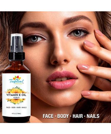 Pure Organic Vitamin E Oil 4 fl oz - 43 000 IU | 100% Plant-Based Natural Moisturizer for Skin Scars Nails Acne Hair Growth & Wrinkles - Buy Online on GoSupps.com