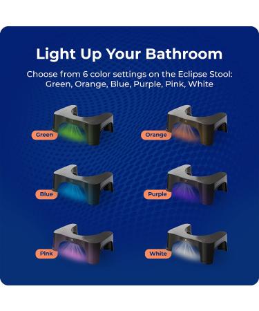 Squatty Potty Eclipse Toilet Stool 7 Inch with Motion-Activated Night Light - Black | Buy Online - Buy Online on GoSupps.com