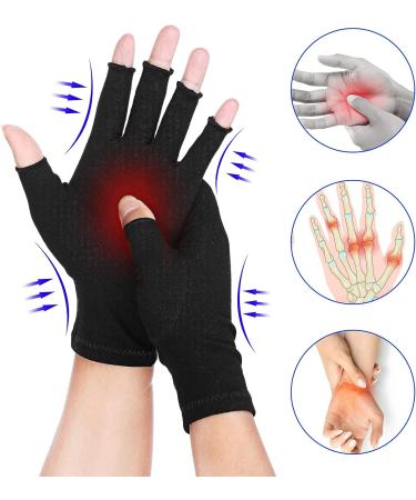 Sibba Arthritis Compression Gloves for Women Men - Fingerless Glove for RSI, Carpal Tunnel, Rheumatoid, Tendonitis - Black - Buy Online on GoSupps.com