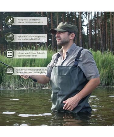 Buy ANSOBEA Waterproof Waders for Men & Women | Durable 70D Nylon PVC Fishing Pants | Ideal for Fishing Farms & Construction - 47 Green - Buy Online on GoSupps.com