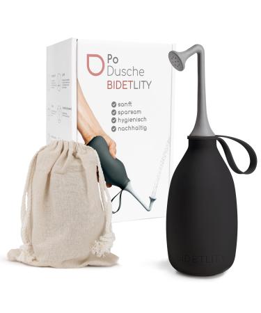 Bidetlity Po-shower 2.0-Mobile Journey Bidet & Po shower sustainable intimate shower replaces wet wipes saves toilet paper portable podus including travel bag BPA free black