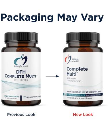 Designs for Health DFH Complete Multi with Copper - Comprehensive Multi Vitamin + Mineral Supplement with Folate 1000 IU Vitamin D Immune Support Vitamins - Multivitamin with No Iron (120 Capsules) - Buy Online on GoSupps.com