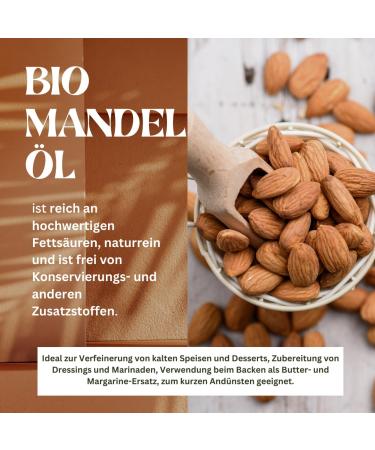 Buy Herballand Organic Almond Oil 500ml - Cold-Pressed Natural & Vegan Cooking Oil for Cooking Baking Salads & Skin Care - 2x250ml - Buy Online on GoSupps.com