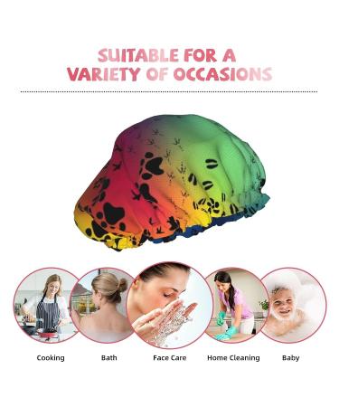 Paw Prints Pattern Waterproof Shower Cap for Women - Fits All Head Sizes & Hair Textures - Buy Online on GoSupps.com