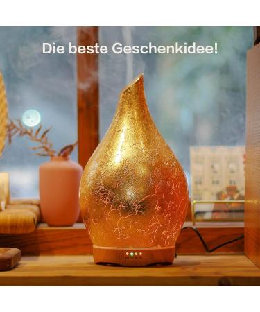 Porseme Gold-Plated Aroma Diffuser 280ml Hand-Blown Humidifier Ultrasound Cool Mist 7 Color-Changing LEDs Timer BPA-Free | Perfect for Apartments - Buy Online on GoSupps.com