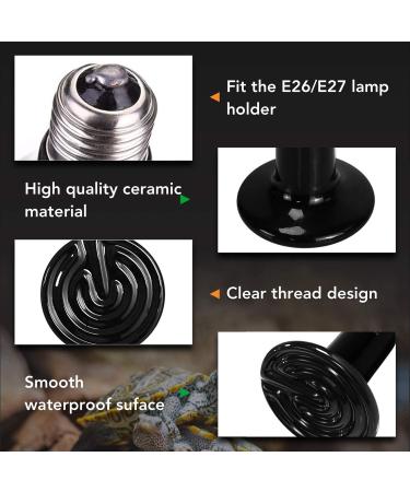 Simple Deluxe 150W Ceramic Heat Emitter - No Light Reptile Heat Lamp & Brooder Coop Heater for Amphibians & Chickens - 1 Pack2 Pack with Thermometer - Buy Online on GoSupps.com