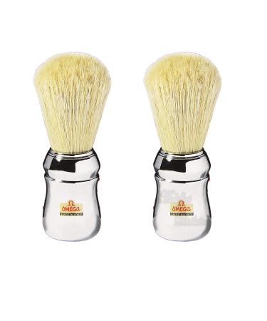 OMEGA 48 professional beard brush with chrome handle 2 pieces