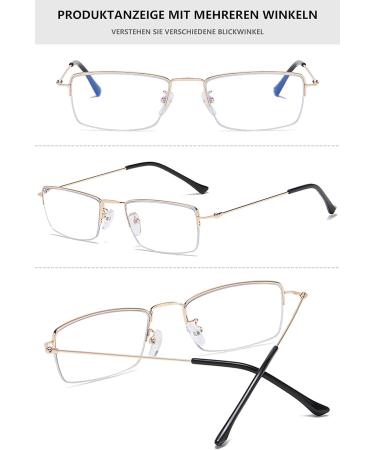 Lanomi Halbrand Metal Reading Glasses | Ultralight Gold Multifocal | Blue Light Filter | 3.0x Magnification - Buy Online on GoSupps.com